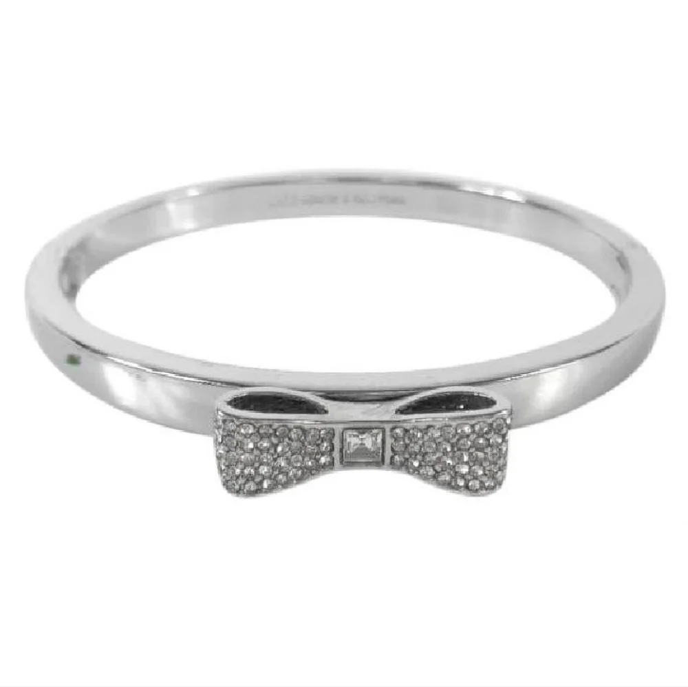 Kate Spade Ready Set Bow Silvertone Crystal Bangle Bracelet